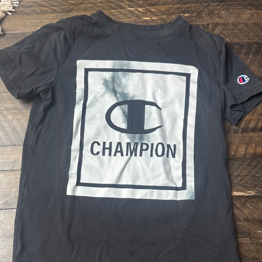 Champion Black Tee with Iconic Logo